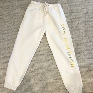 Free in St Barth Abby Sweatpants Size Large Sand with Gold Foil